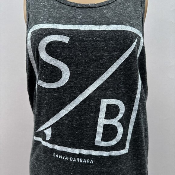 Santa‎ Barbara Charcoal Gray Tunic Tank Top Relax Sleeveless Logo Print Women S - Picture 2 of 10